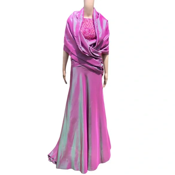 Elie Saab NWT with defects pinkish ombré formal gown with sequin top and wrap - Picture 11 of 15